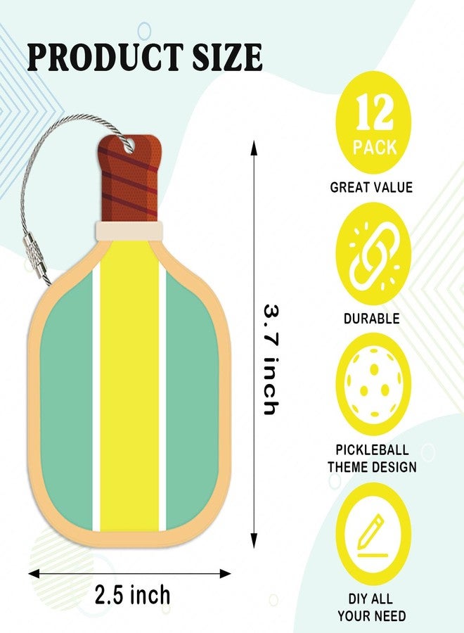 DWATAN 12 Pack Pickleball Gifts Luggage Tags - Pickleball Ornaments for Teams Players, Men & Women. Paddle Shaped Travel Keychains Name Tags with Strap, Fun Sports Bag Accessories Party Favor - Image 2